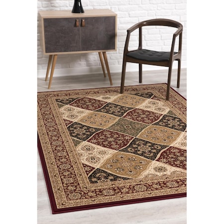 Homeroots 7 x 9 ft. Red Decorative Diamonds Area Rug 395372